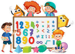 Personaje de dibujos animados para niños con tema de matemáticas y números.  | Vector Premium